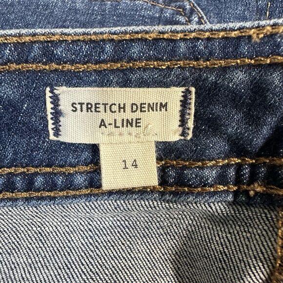 Madewell Denim Skirt Womens Size 14 Blue Jean Button Front A-Line Stretch NEW - Picture 10 of 12